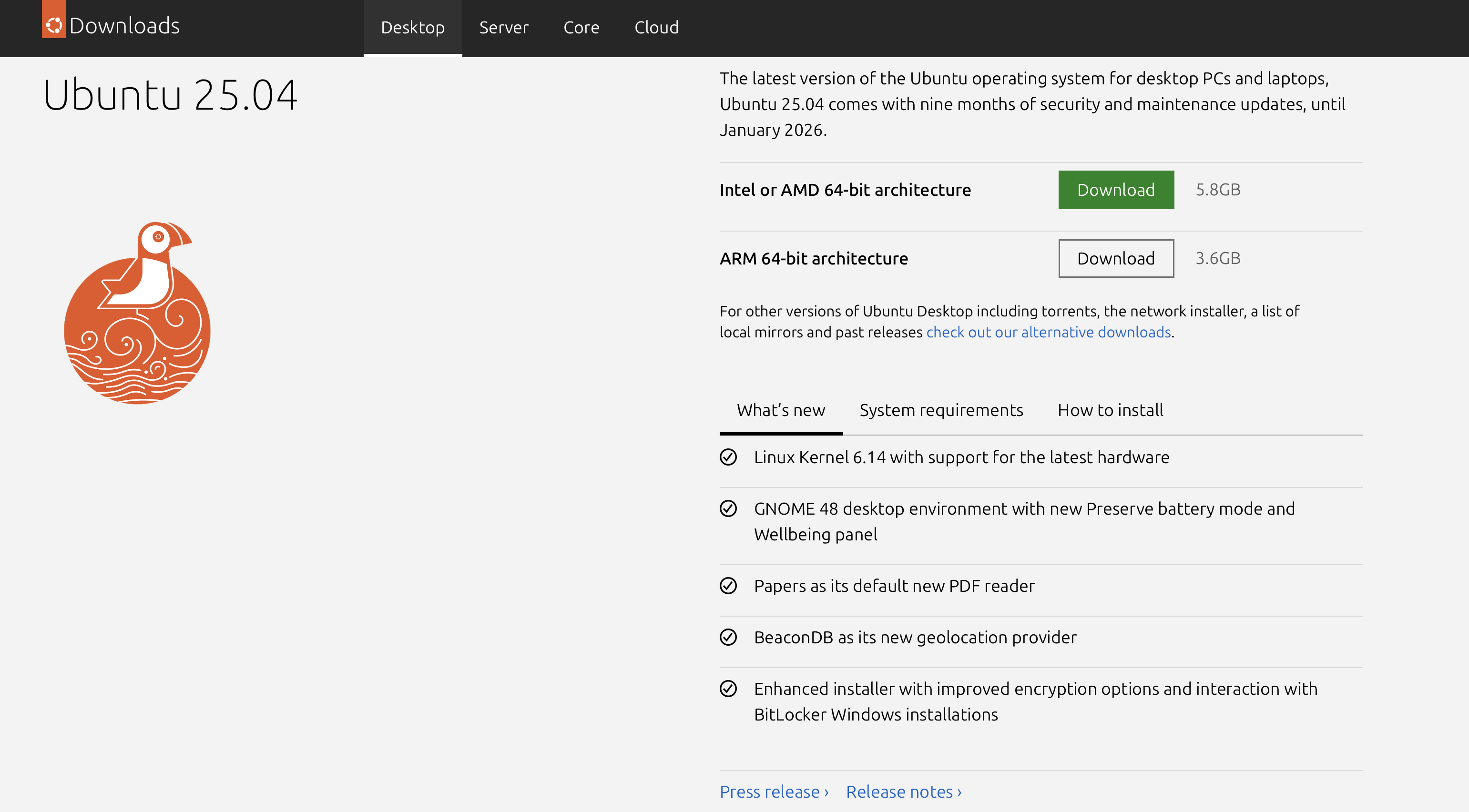 Ubuntu Download Page